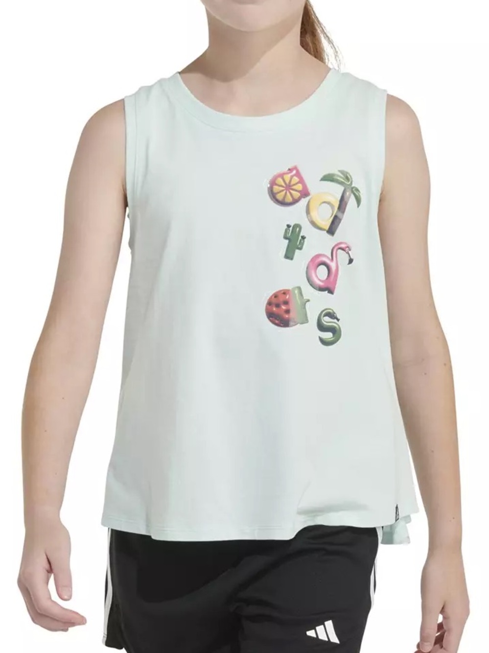 adidas Light Mint Girls' Tropical Graphic Tank Top Size 14